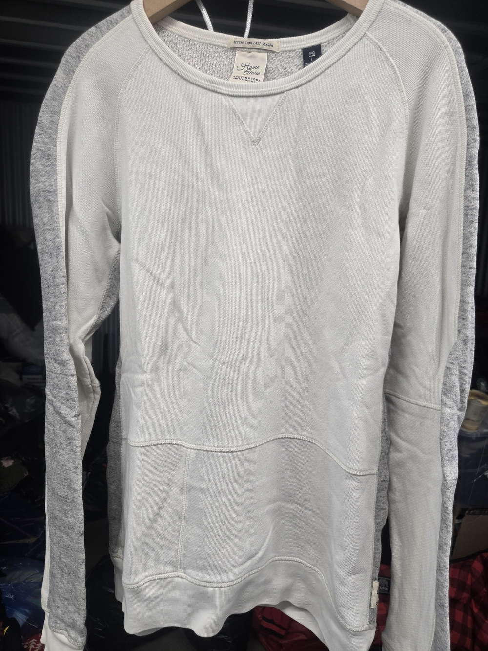 Scotch&Soda Men’s Crewneck Sweatshirt - Light Gray with Heather Sleeves